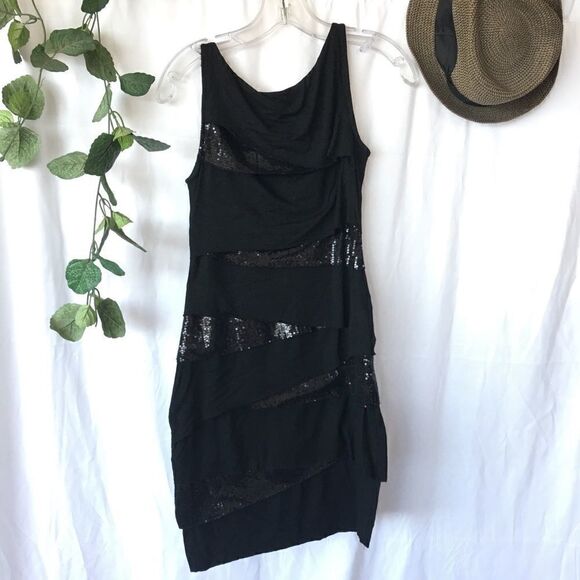 Anthropology BaileyB 44 Black Sequined Sleeveless Dress Size XS - Picture 4 of 6